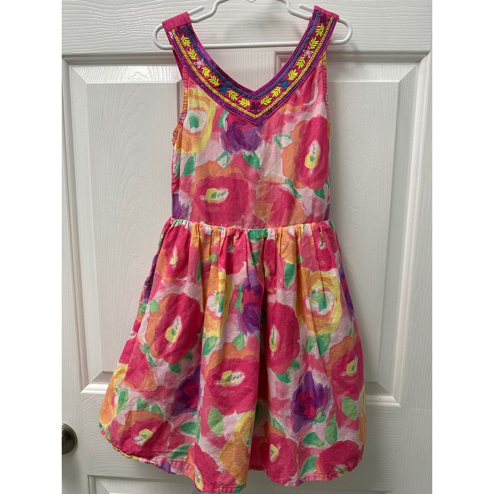Est 1989 Place Girls Dress Floral Embroidered Sequin Neck